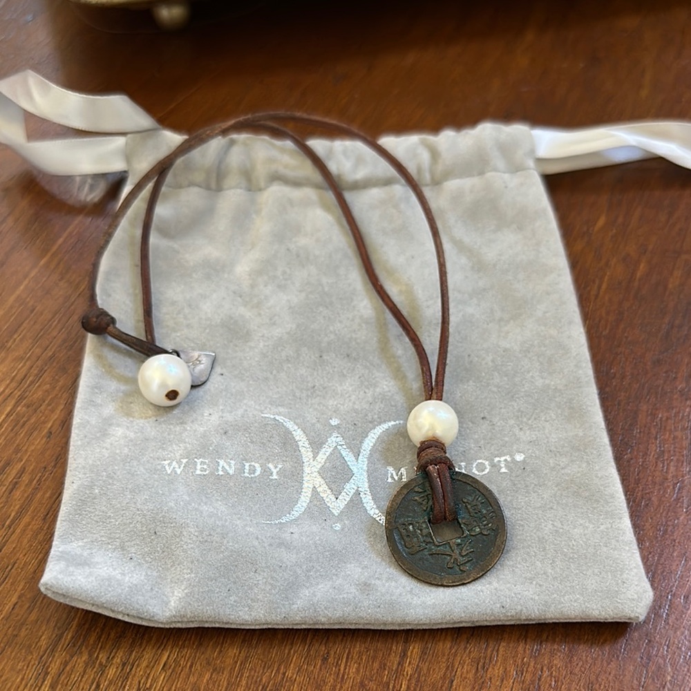 Wendy Mignot freshwater pearl necklace with coin
